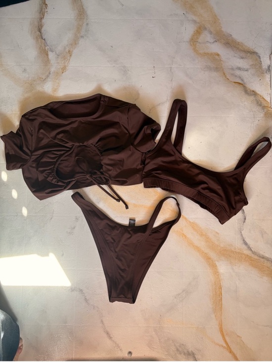 SKIMS Other - SKIMS Brown Three-Piece Bikini Set